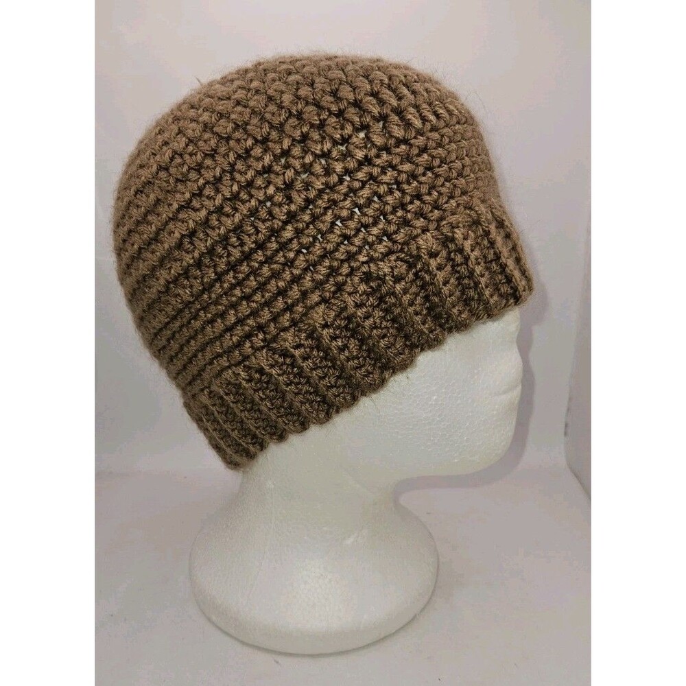Knit crochet tweed Beanie Cap Winter Hat Unisex Brown hipster handmade Stocking